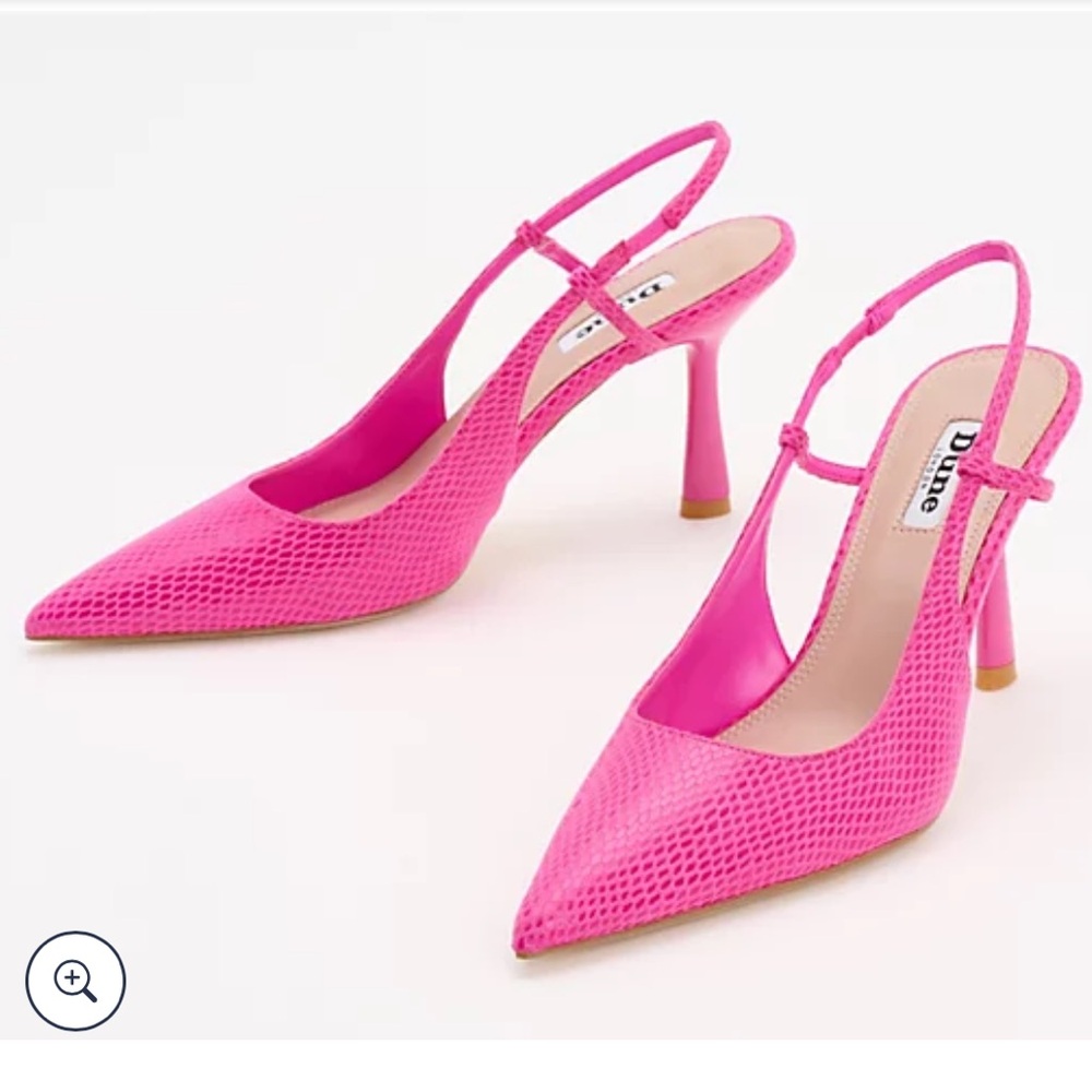 Dune London Cabana Leather HotPink Embossed Glossy Desk To Dinner Slingback Pump